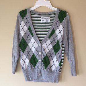 Grey, White and Green Cardigan